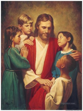 Cristo y los niños de todo el mundo Pinturas al óleo